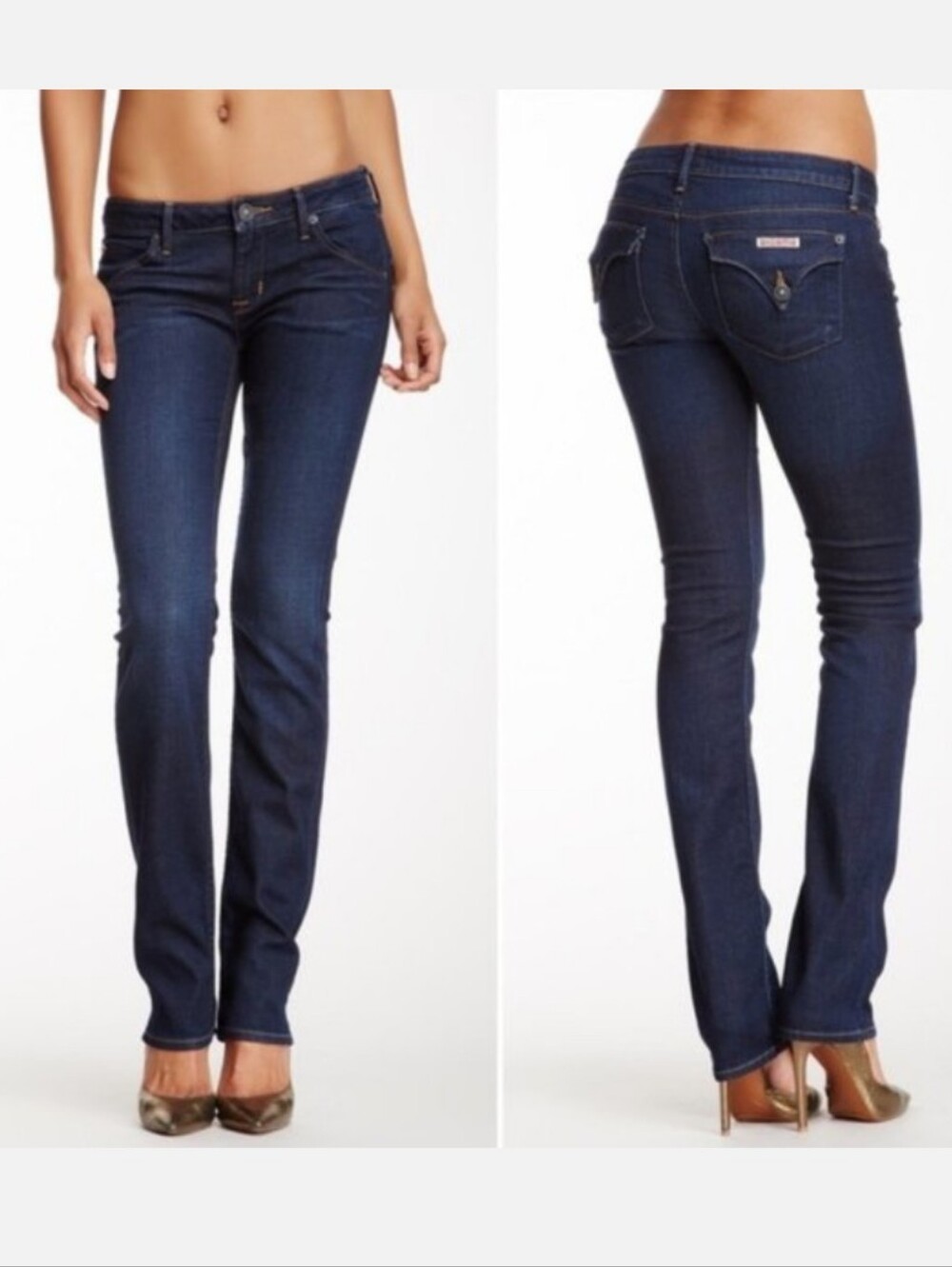 Hudson Straight Leg Jeans Low Rise Flap Pocket Dark Blue Size 28 Y2k Denim - Picture 1 of 9